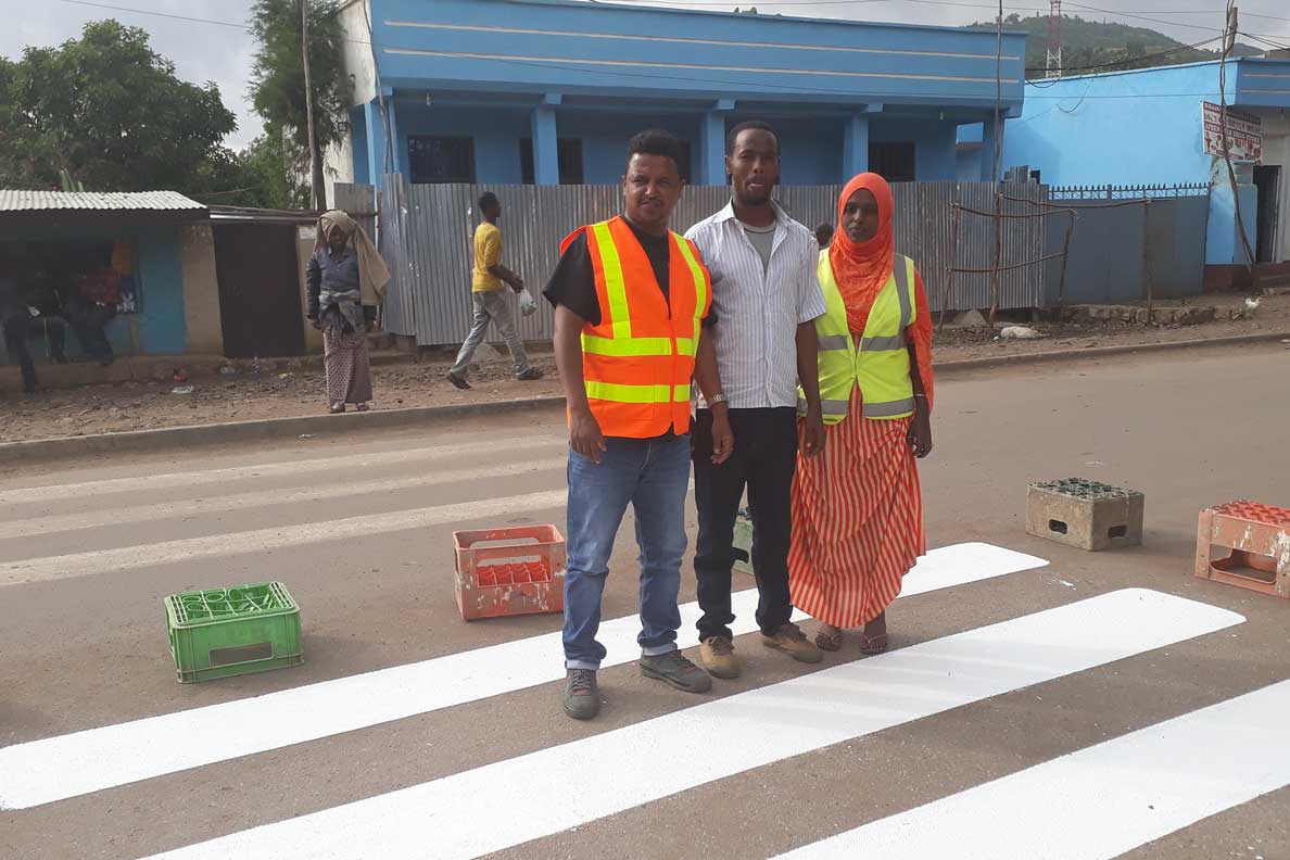 Road safety infrastructure improvements around a school in Addis Ababa
